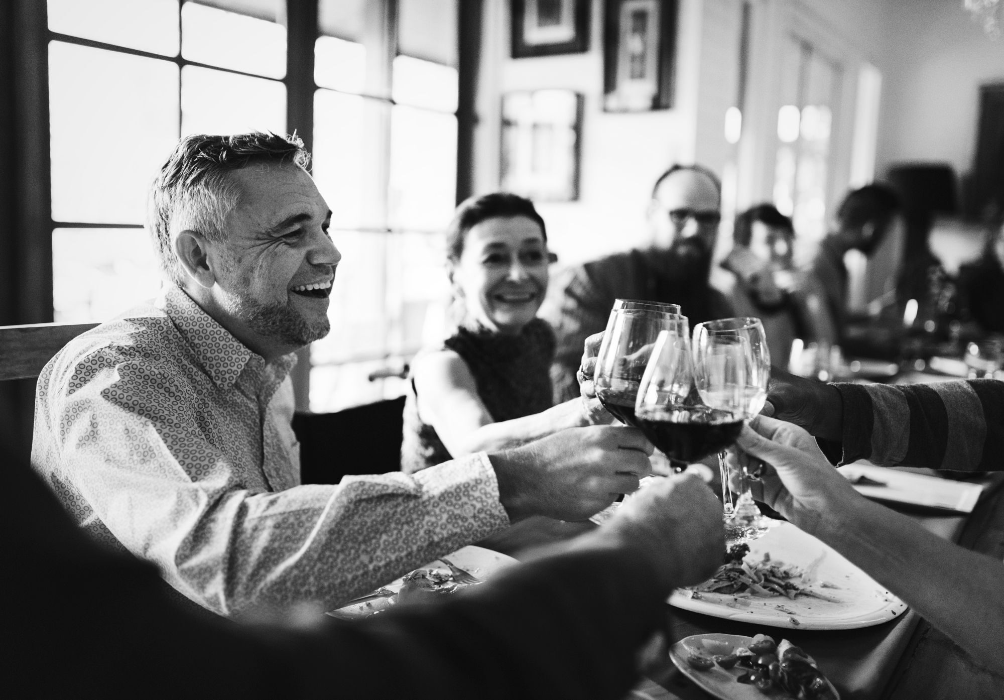 Group of diverse friends are celebrating together